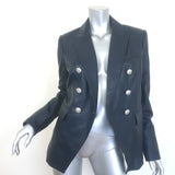 Veronica Beard Miller Leather Double Breasted Dickey Jacket Navy Size 8 NEW