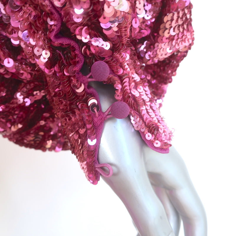 Attico Allover Sequin Mini Wrap Dress Pink Size 42