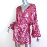 Attico Allover Sequin Mini Wrap Dress Pink Size 42