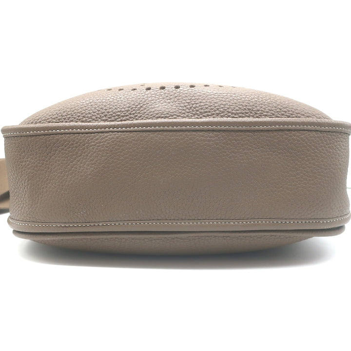 Hermes Evelyne III 33 GM Hobo Bag Etoupe Clemence Leather Crossbody