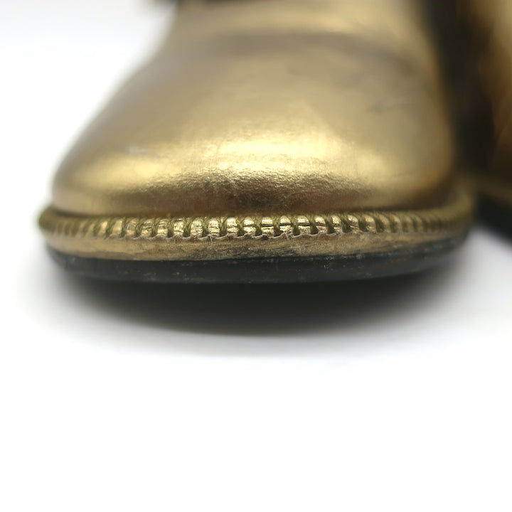 Sam Reychler Heeled Mary Janes Old Gold Metallic Leather Size 37.5