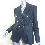 Veronica Beard Miller Leather Double Breasted Dickey Jacket Navy Size 8 NEW
