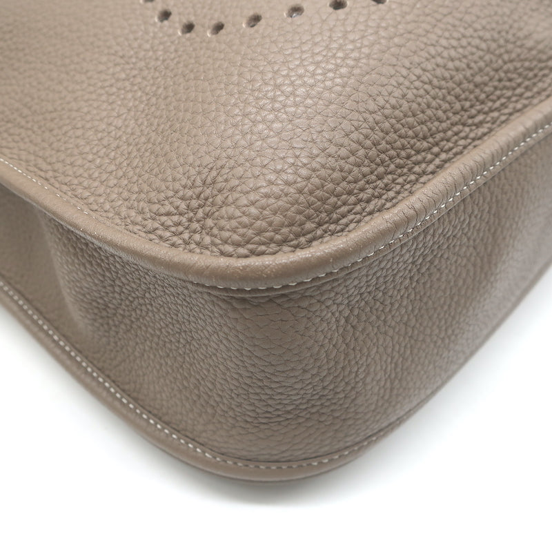 Hermes Evelyne III 33 GM Hobo Bag Etoupe Clemence Leather Crossbody