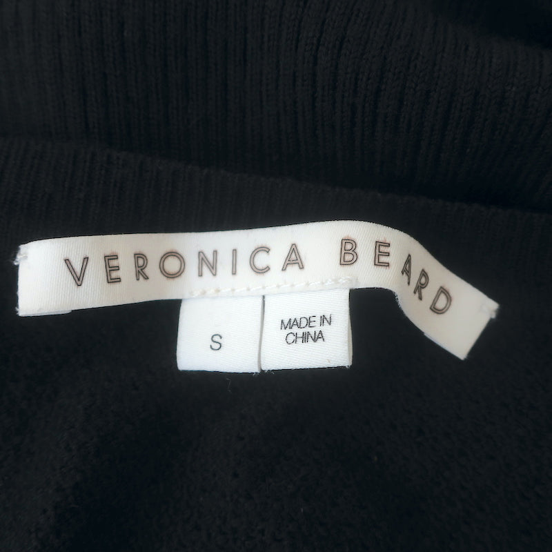 Veronica Beard Leila Plaid-Sleeve Sweater Navy Wool-Blend Size Small
