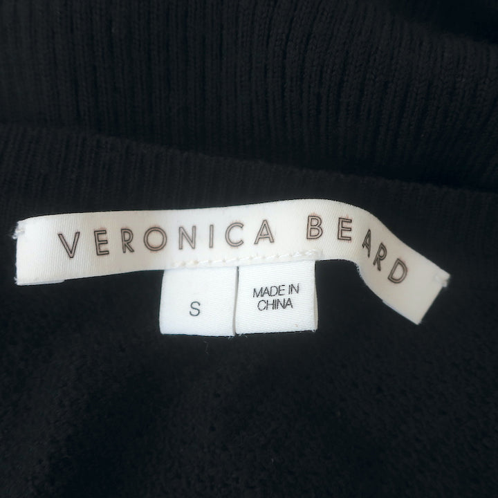 Veronica Beard Leila Plaid-Sleeve Sweater Navy Wool-Blend Size Small