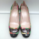 Emilio Pucci Printed-Trim Pumps Colorblock Patent Leather Size 37