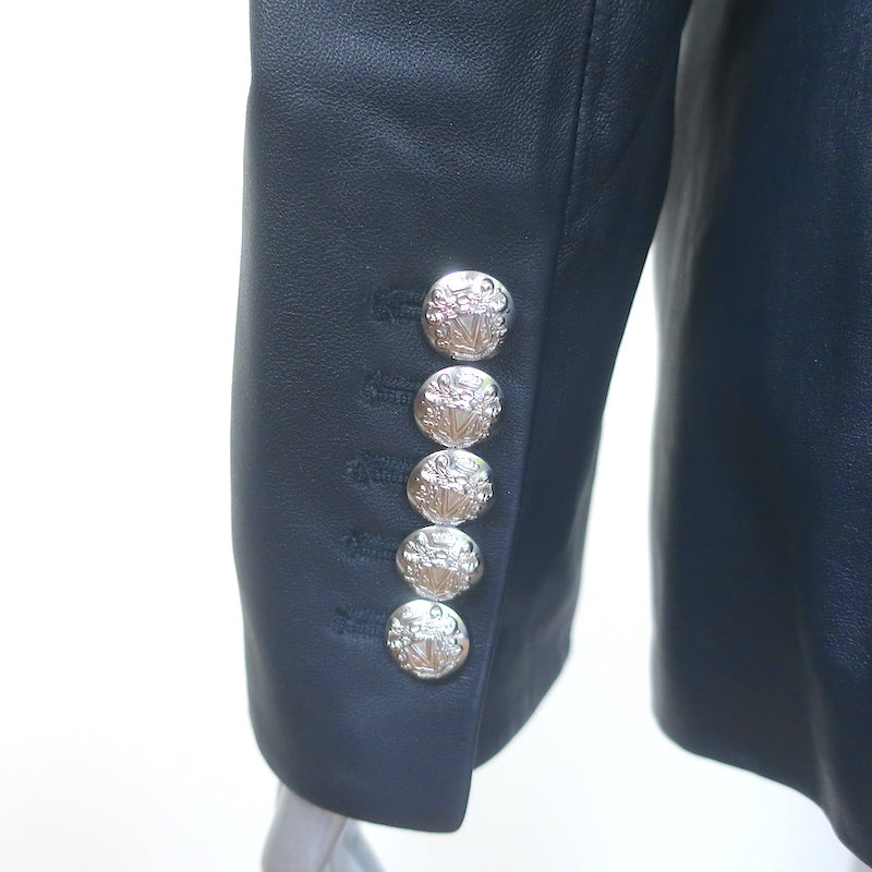 Veronica Beard Miller Leather Double Breasted Dickey Jacket Navy Size 8 NEW