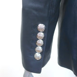 Veronica Beard Miller Leather Double Breasted Dickey Jacket Navy Size 8 NEW