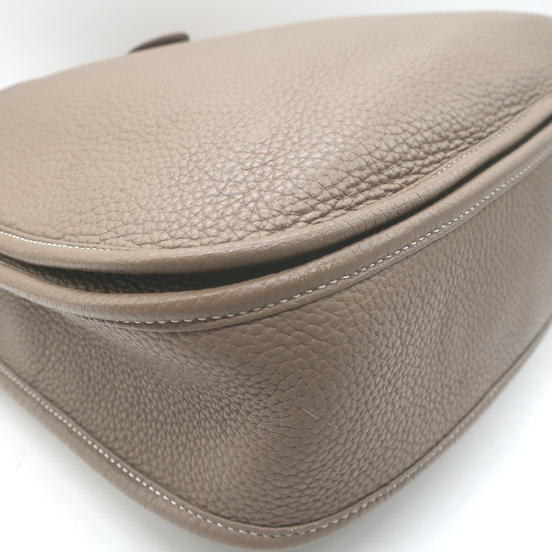 Hermes Evelyne III 33 GM Hobo Bag Etoupe Clemence Leather Crossbody