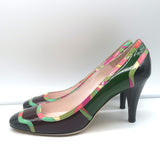 Emilio Pucci Printed-Trim Pumps Colorblock Patent Leather Size 37