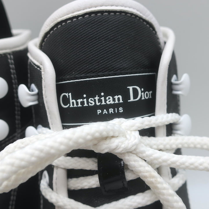 Christian Dior D-Rise Lace-Up Ankle Boots Black Canvas Size 38.5