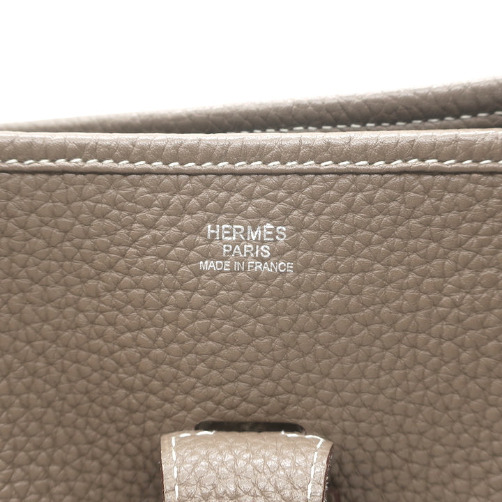 Hermes Evelyne III 33 GM Hobo Bag Etoupe Clemence Leather Crossbody