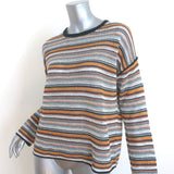 Lisa Todd Striped Open Knit Sweater Multicolor Cotton-Blend Size Extra Small