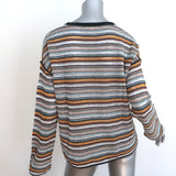 Lisa Todd Striped Open Knit Sweater Multicolor Cotton-Blend Size Extra Small