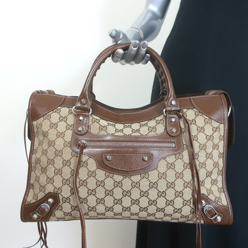 Gucci x Balenciaga The Hacker Project Neo Classic City Bag GG Canvas &amp; Leather