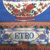 Etro Dinastia Ming Floral Vase Print Scarf Shawl Blue/Multicolor Wool-Silk