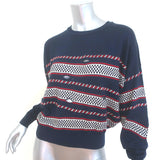 Isabel Marant Etoile Casey Striped Distressed Knit Sweater Navy Size 38 NEW