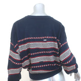 Isabel Marant Etoile Casey Striped Distressed Knit Sweater Navy Size 38 NEW