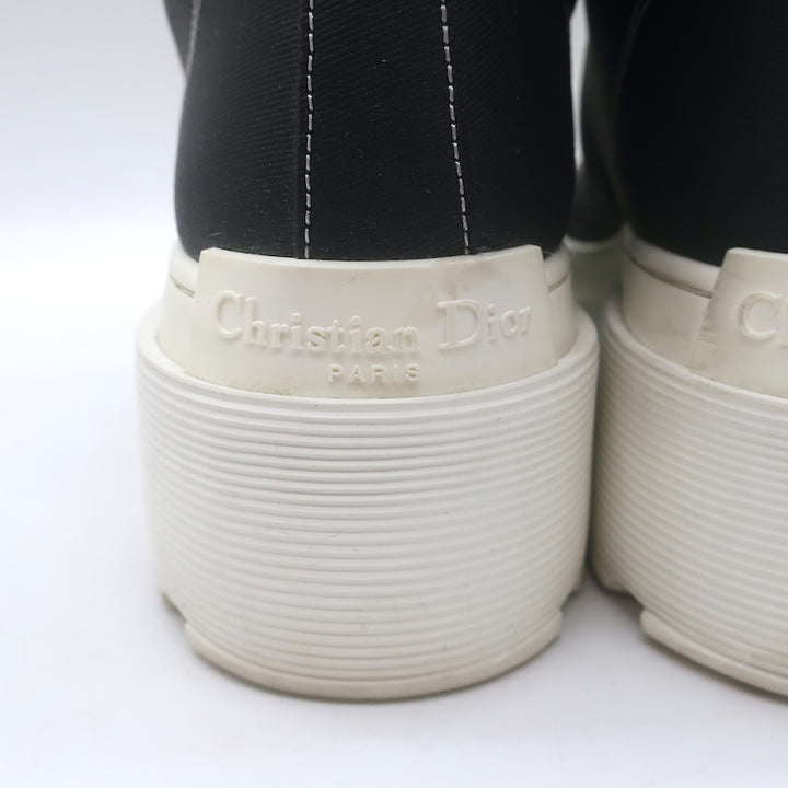 Christian Dior D-Rise Lace-Up Ankle Boots Black Canvas Size 38.5