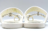 Chanel 19C CC Chain-Trimmed Crisscross Slide Sandals White Leather Size 38