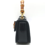 Gucci Mini 1947 Bamboo Handle Crystal GG Chain Strap Bag Black Patent NEW