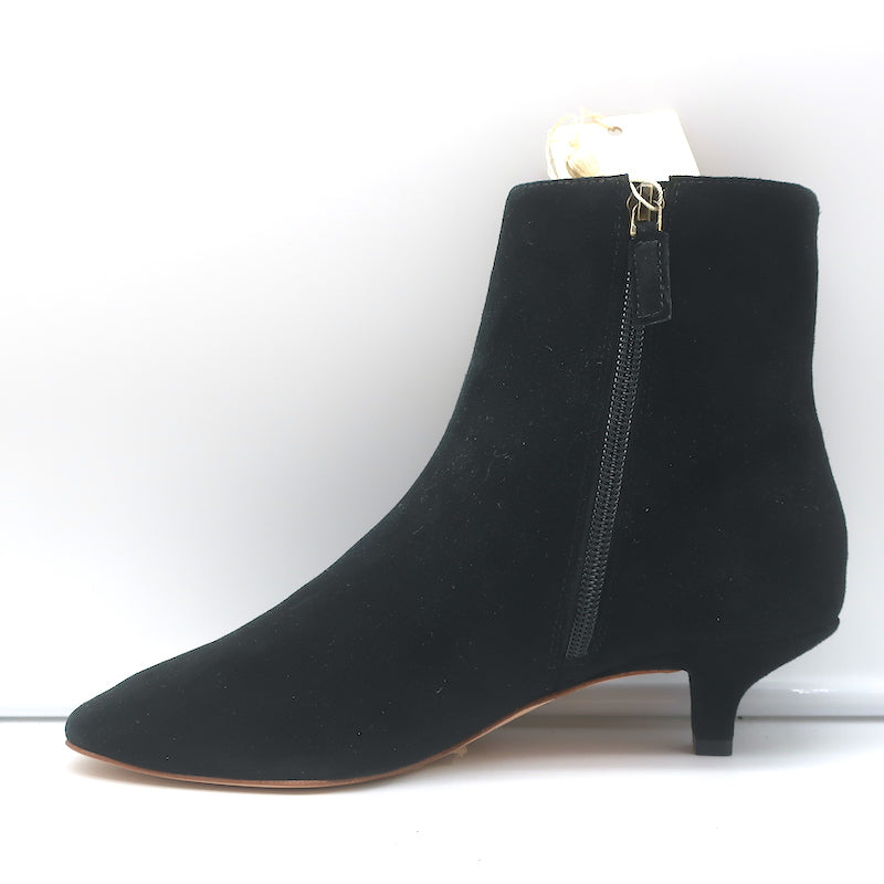 Doen Anouk Ankle Boots Black Suede Size 37.5 Kitten Heel Booties NEW