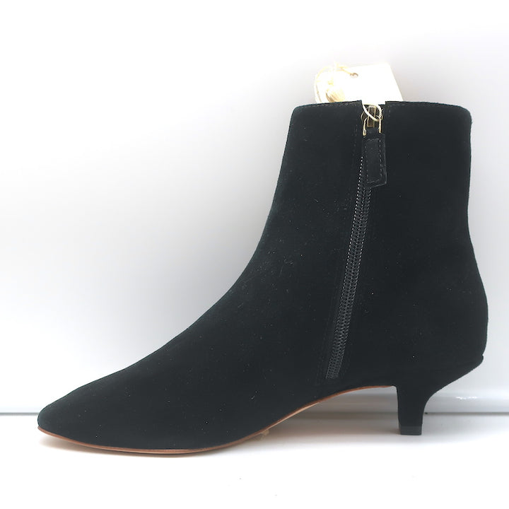 Doen Anouk Ankle Boots Black Suede Size 37.5 Kitten Heel Booties NEW