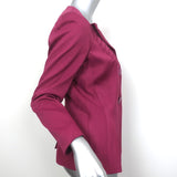 John Galliano Leaf-Embroidered Jacket Magenta Crepe Size US 6 Two Button Blazer