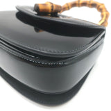 Gucci Mini 1947 Bamboo Handle Crystal GG Chain Strap Bag Black Patent NEW