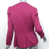 John Galliano Leaf-Embroidered Jacket Magenta Crepe Size US 6 Two Button Blazer