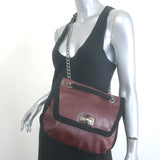 Lanvin Happy Chain Strap Shoulder Bag Burgundy Brown Leather Crossbody