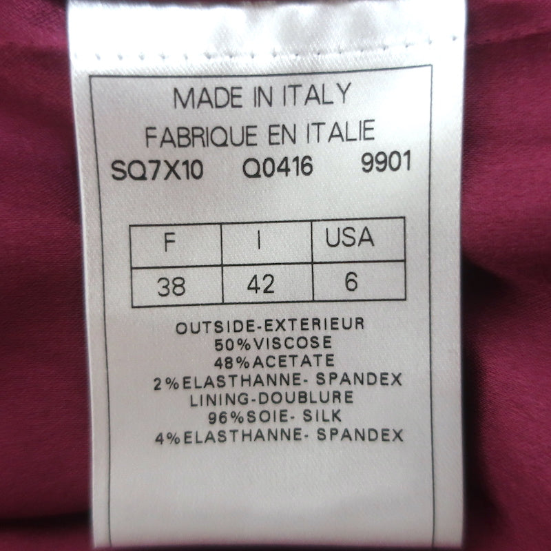 John Galliano Leaf-Embroidered Jacket Magenta Crepe Size US 6 Two Button Blazer