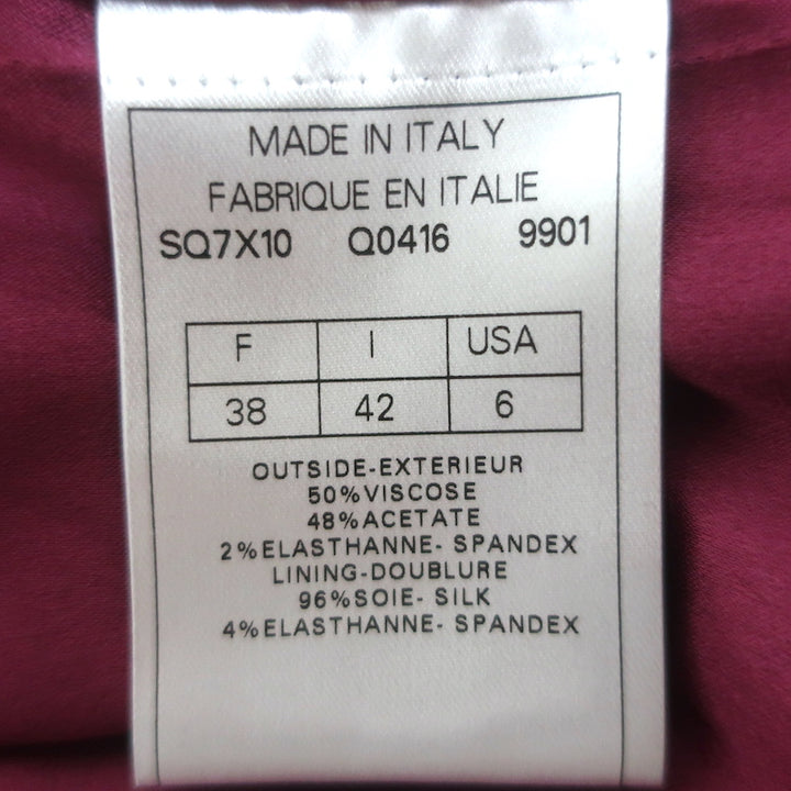 John Galliano Leaf-Embroidered Jacket Magenta Crepe Size US 6 Two Button Blazer