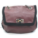 Lanvin Happy Chain Strap Shoulder Bag Burgundy Brown Leather Crossbody
