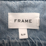 FRAME Ruched Puff Sleeve Denim Shirt Cresthaven Blue Size Small Button-Up Top