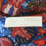 Ulla Johnson Ivette Ruffled Button-Up Blouse Blue/Red Floral Print Silk Size 10
