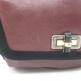 Lanvin Happy Chain Strap Shoulder Bag Burgundy Brown Leather Crossbody