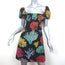 Dolce & Gabbana Puff Sleeve Mini Dress Black Coral Print Stretch Silk Size 40