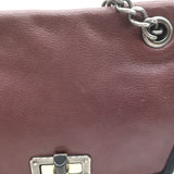 Lanvin Happy Chain Strap Shoulder Bag Burgundy Brown Leather Crossbody