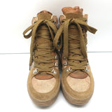 Isabel Marant Brendty Lace-Up Hiking Boots Brown Canvas & Leather Size 38