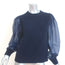 SEA James Organza Sleeve Sweater Navy Silk & Ribbed Wool Size Medium