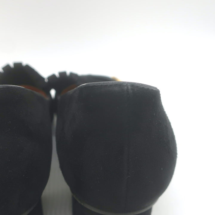 Gucci GG Marmont Fringed Loafer Pumps Black Suede Size 36.5