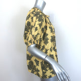 Ulla Johnson Marcelena Tie-Neck Top Yellow Floral Print Crepe Size 8