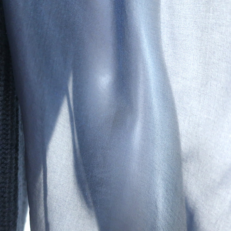 SEA James Organza Sleeve Sweater Navy Silk &amp; Ribbed Wool Size Medium