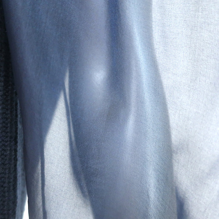 SEA James Organza Sleeve Sweater Navy Silk &amp; Ribbed Wool Size Medium