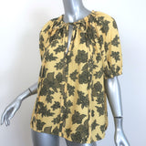 Ulla Johnson Marcelena Tie-Neck Top Yellow Floral Print Crepe Size 8