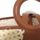 Cult Gaia Roksana Tote Natural Straw & Brown Leather Oversize Shoulder Bag