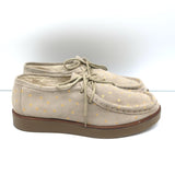 THE GREAT Scout Lace-Up Shoes Taupe Star Print Shearling-Lined Suede Size 8