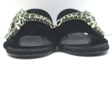 Gucci Maxime Crystal Horsebit Slide Sandals Black Suede Size 38