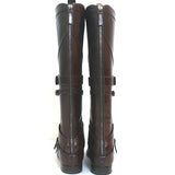 Jean Paul Gaultier Knee High Flat Riding Boots Dark Brown Leather Size 38.5